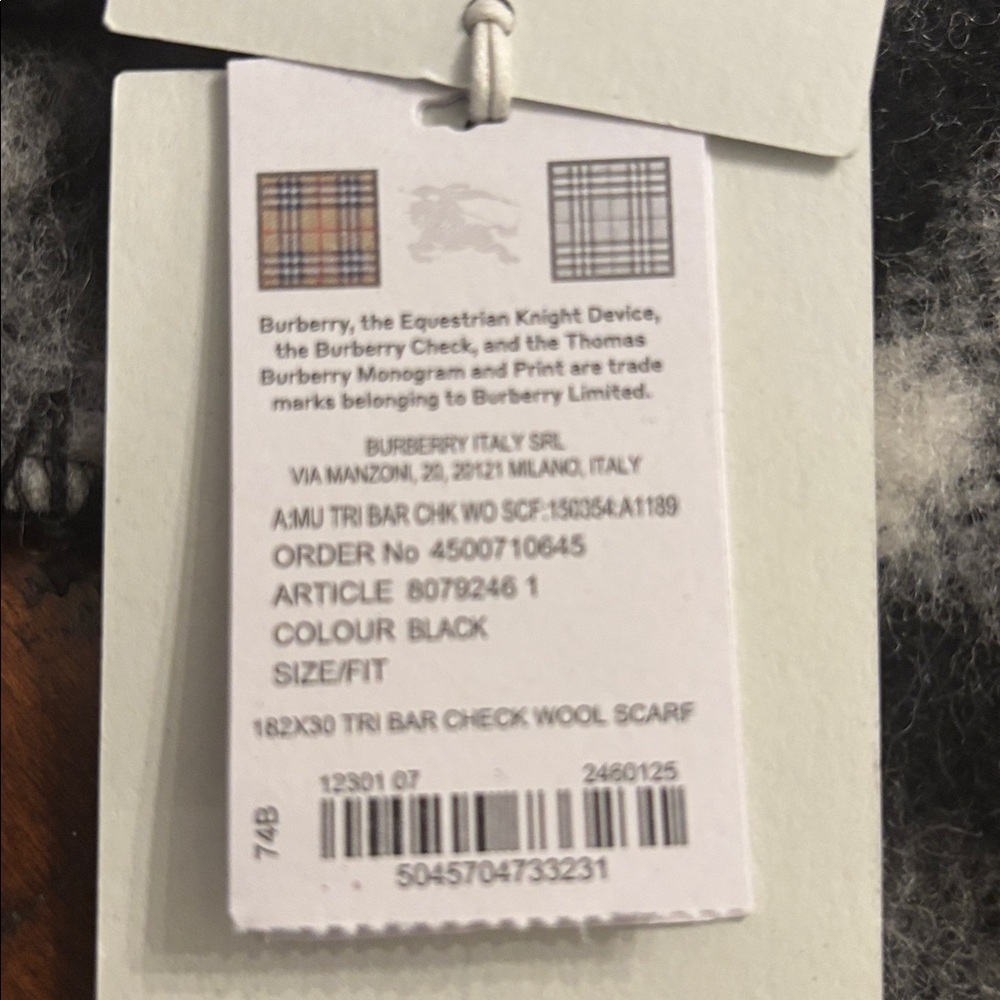 Burberry Check Wool Scarf NWT - Picture 9 of 9